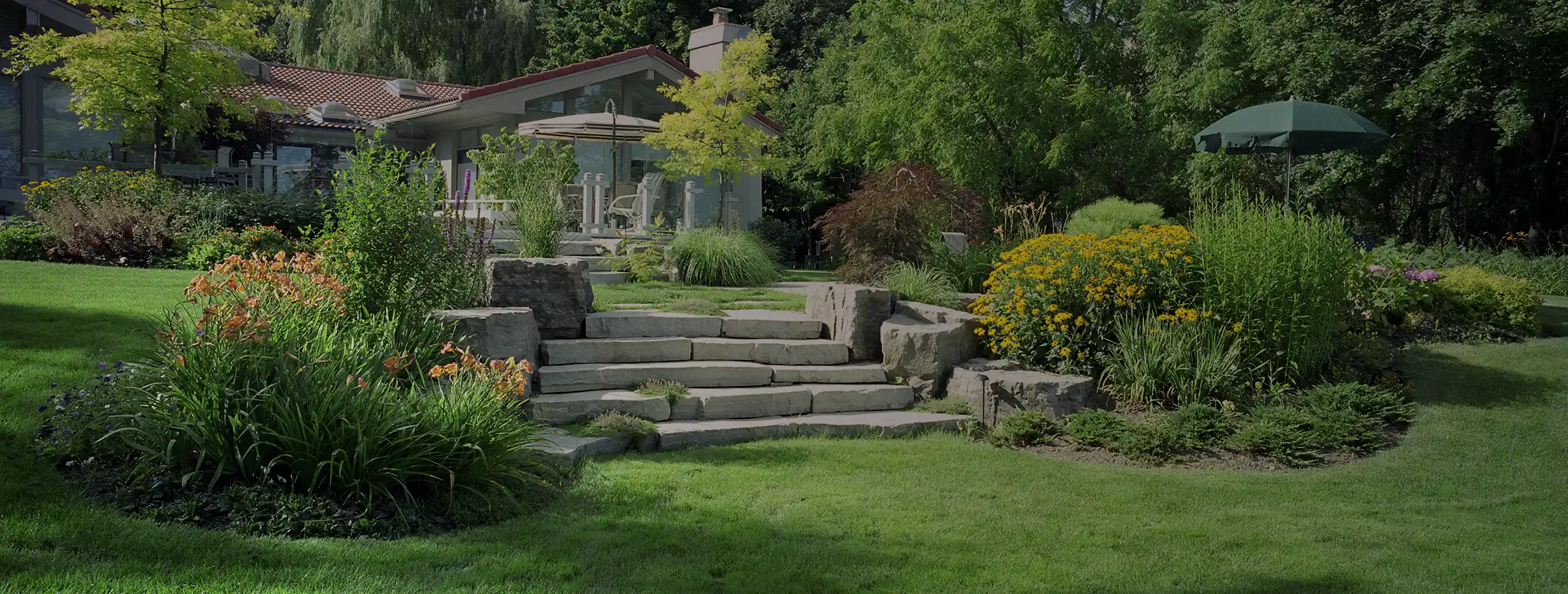 photo of a very pretty landscape on a beautiful home