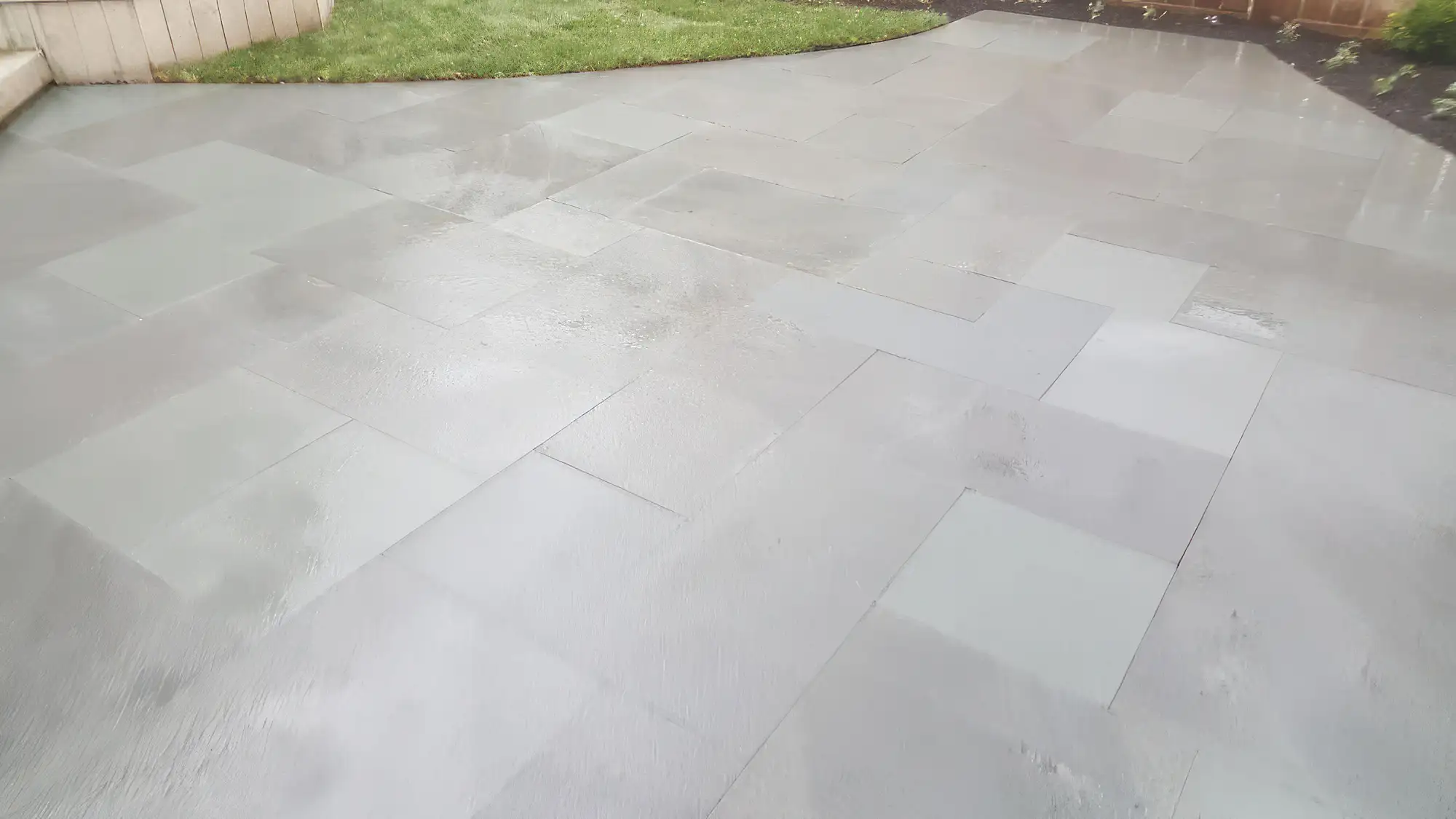 flush-fit large stone patio